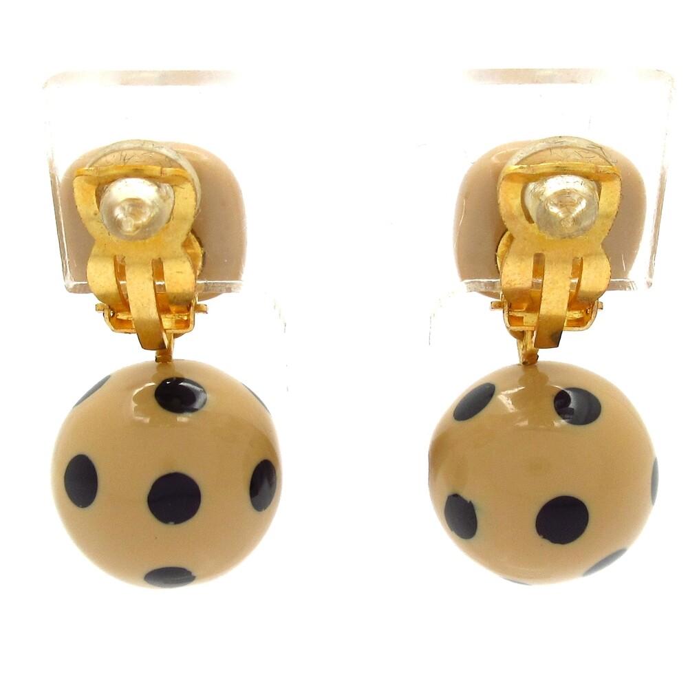 Chanel Coco Clip On Earrings Beige Black Hardware Plastic - Picture 3 of 5